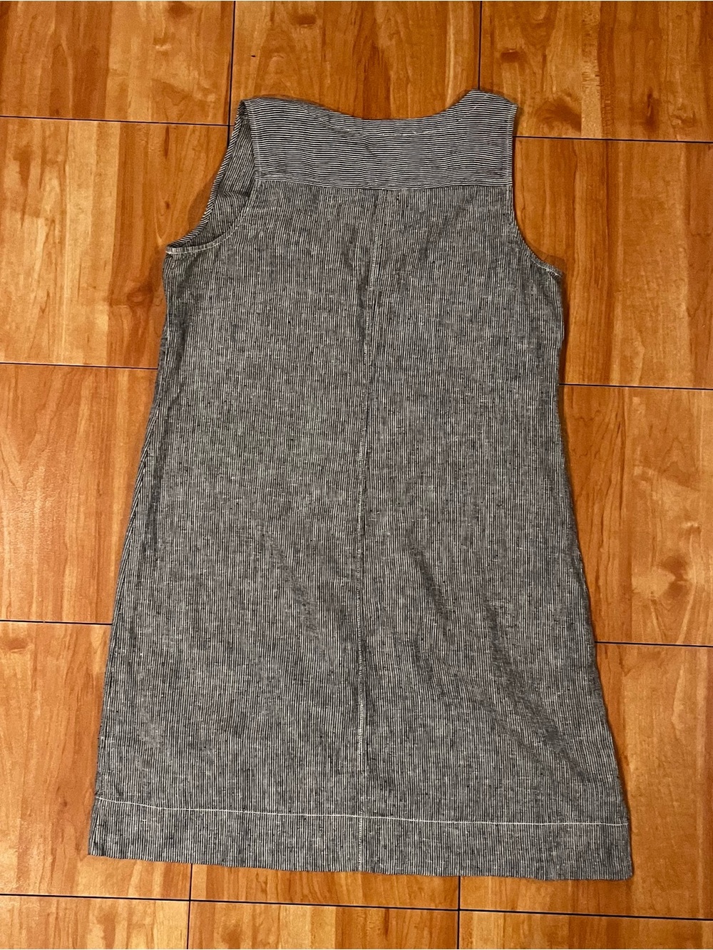 Eileen Fisher Organic Linen Pinstripe Button Front Shift Dress Small - Picture 3 of 4